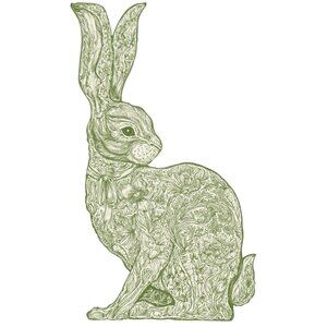 Hester & Cook Green White Greenhouse Hare Die-Cut Placemats Pack of 12 Paper NWT